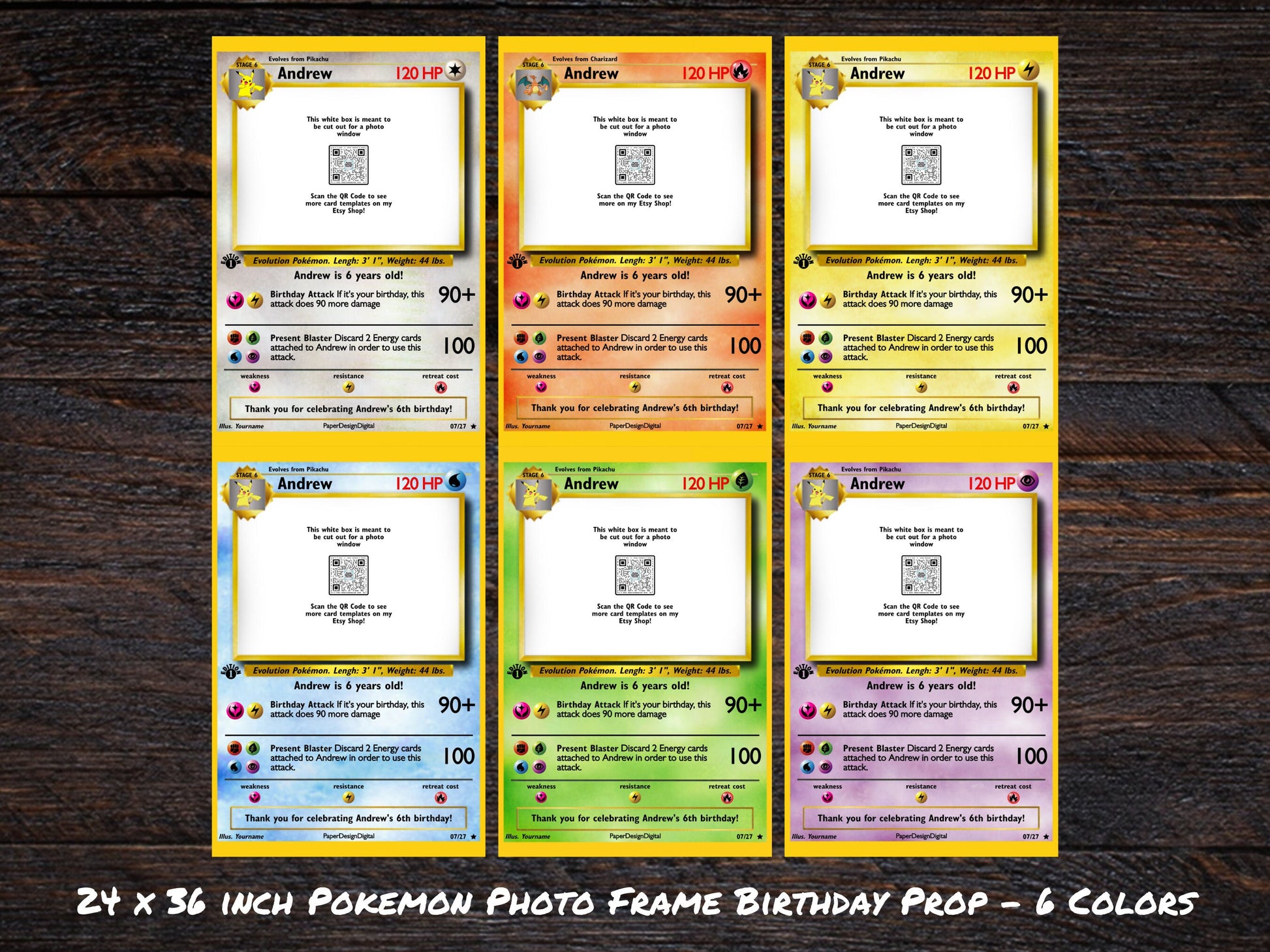 Pokemone Card Birthday Invitation and Photo Frame Prop Template Shop Bundle, Pokemone Party Supplies, Pokemone Birthday, Pokemone Invite