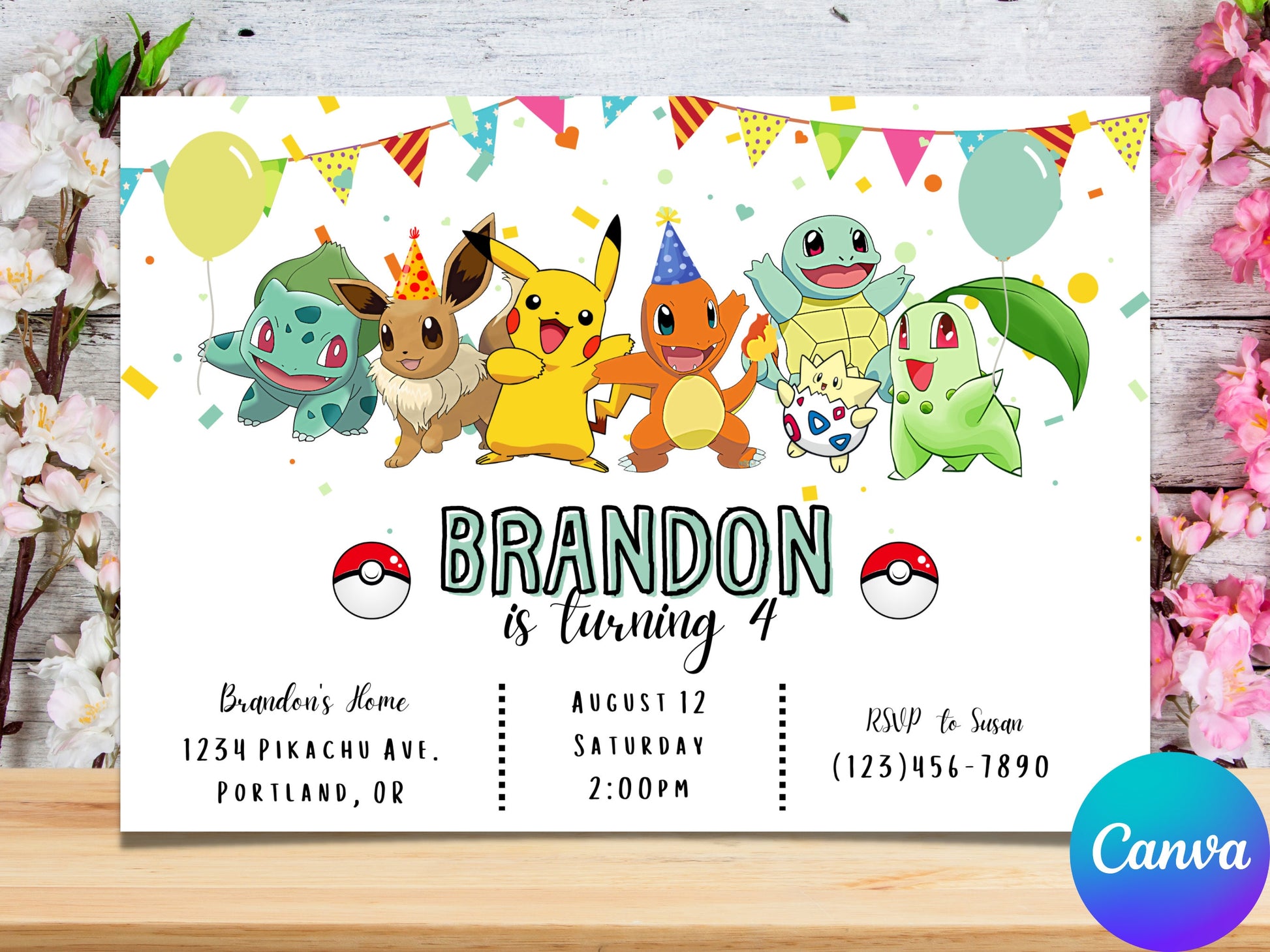 Pokemone Birthday Boy Invitation | Pokemone Birthday Invitation | Printable Birthday Party Invitations | Digital Kids Party Invite