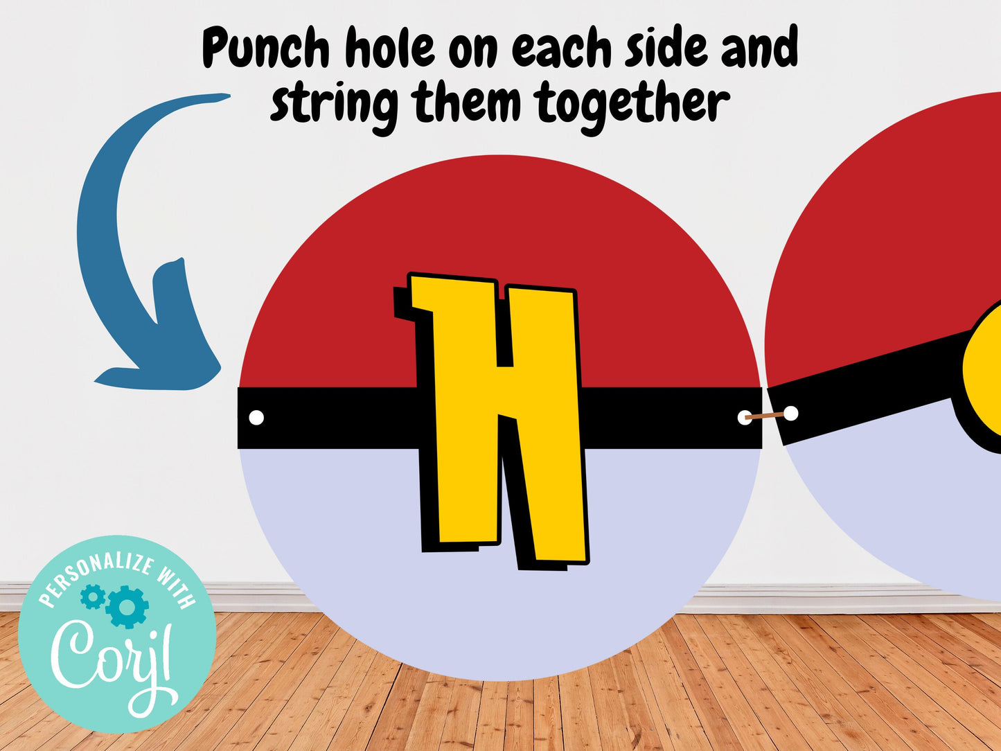 Pokemone Poke Ball Birthday Banner, Pikachu Banner, Pokemone Party Decor, Poke ball Birthday Banner, Edit through Corjl.