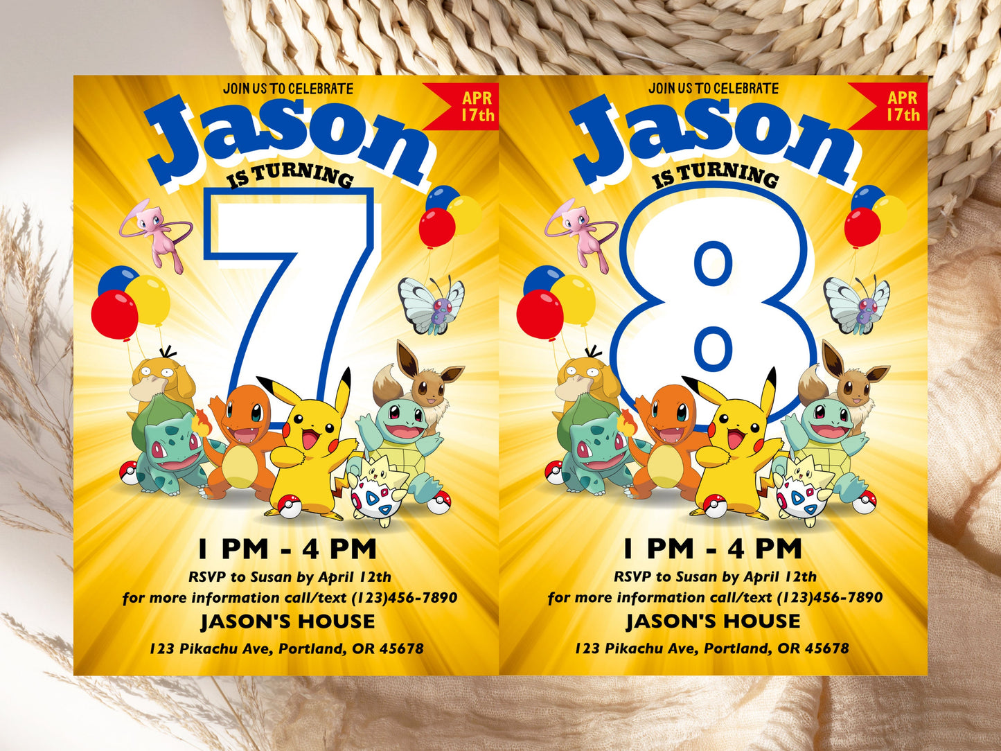 Pokemone Birthday Invitation, Pokemone Birthday Invitation, Pokemone Invitation, Pikachu Invitation, Pikachu Party Invite, Instant Download.