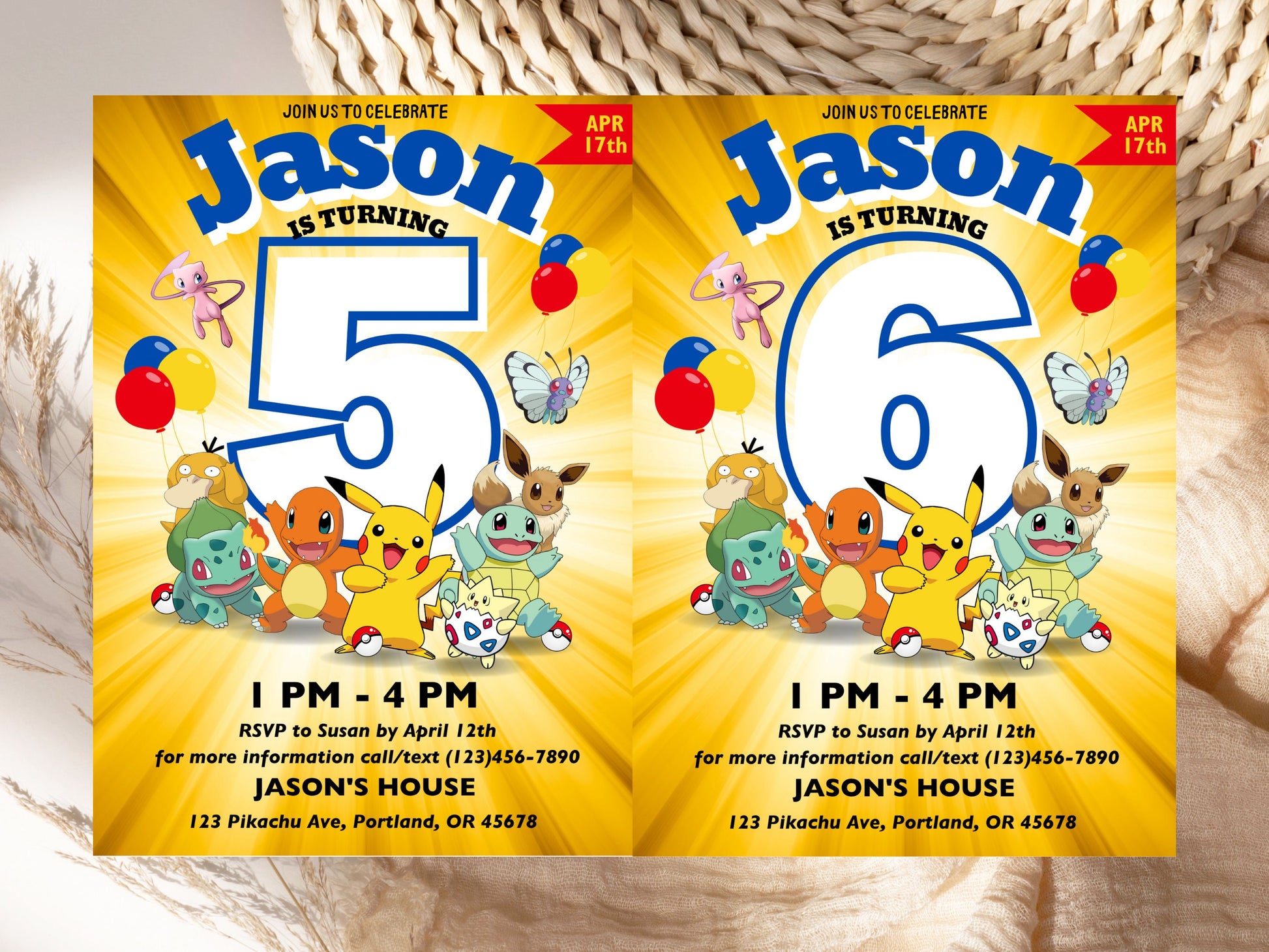 Pokemone Birthday Invitation, Pokemone Birthday Invitation, Pokemone Invitation, Pikachu Invitation, Pikachu Party Invite, Instant Download.