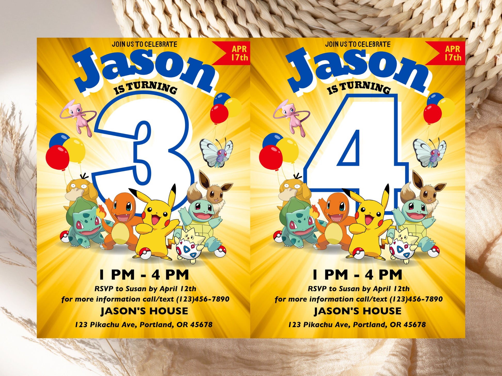 Pokemone Birthday Invitation, Pokemone Birthday Invitation, Pokemone Invitation, Pikachu Invitation, Pikachu Party Invite, Instant Download.