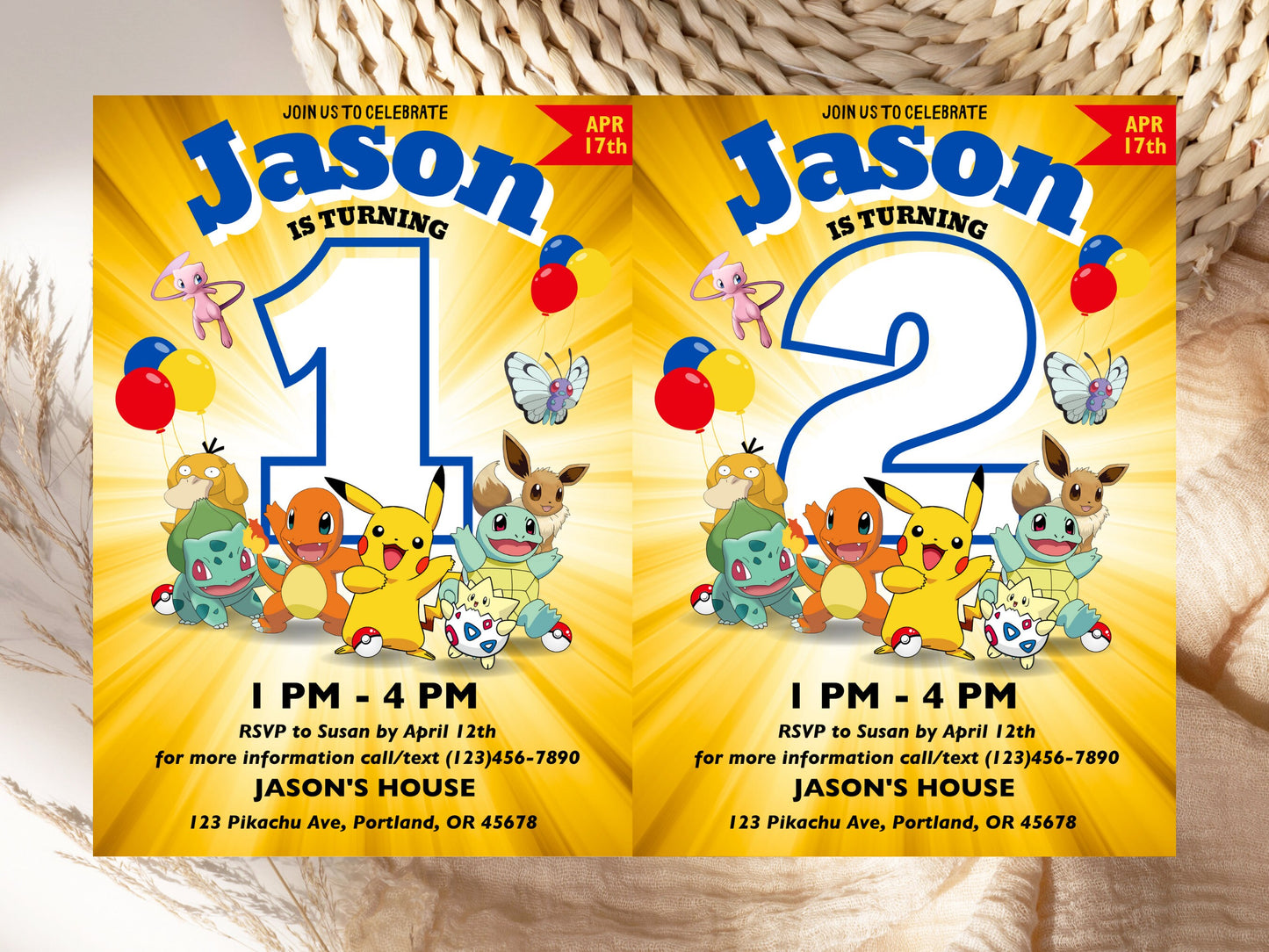 Pokemone Birthday Invitation, Pokemone Birthday Invitation, Pokemone Invitation, Pikachu Invitation, Pikachu Party Invite, Instant Download.