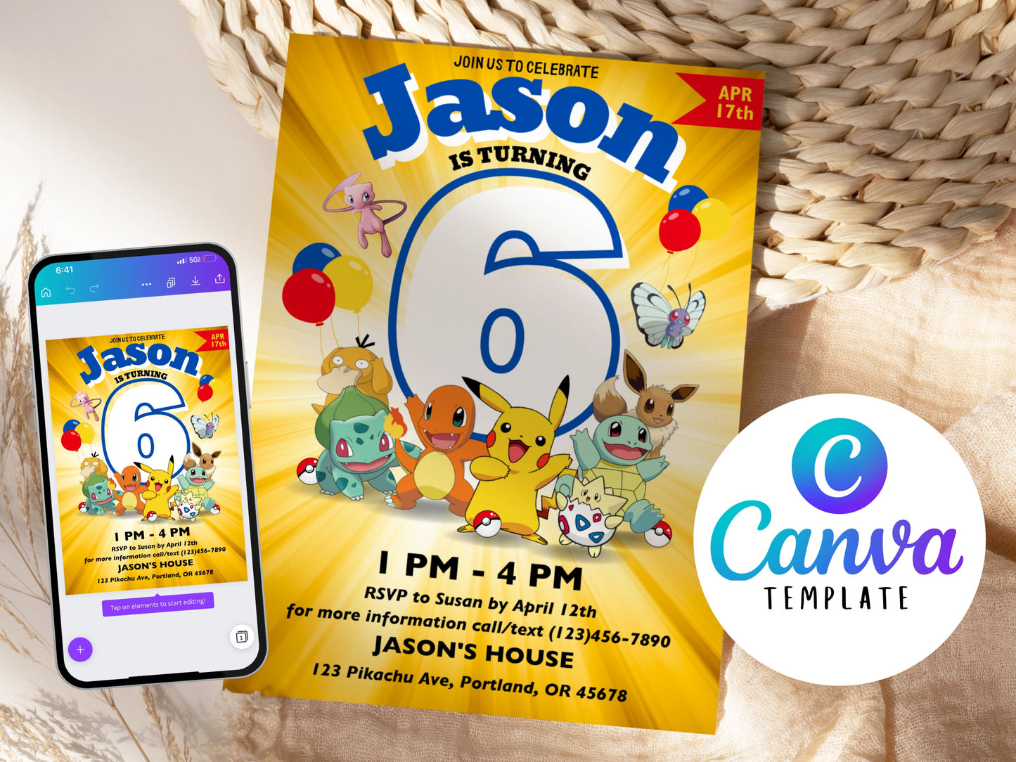 Pokemone Birthday Invitation, Pokemone Birthday Invitation, Pokemone Invitation, Pikachu Invitation, Pikachu Party Invite, Instant Download.