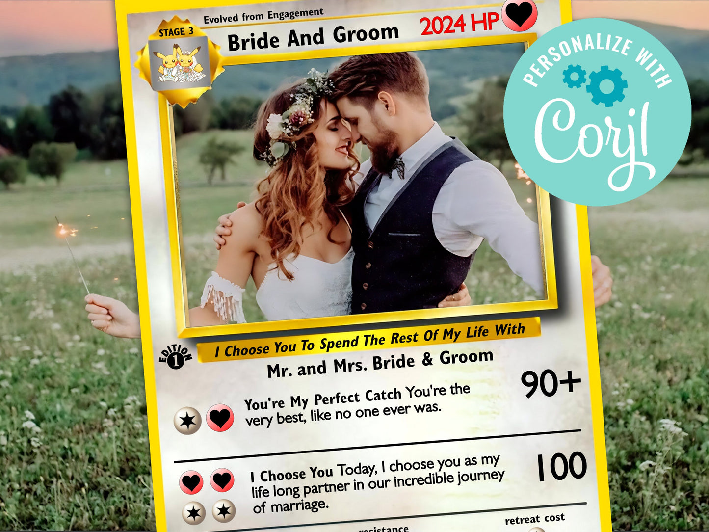 Pokemone Card Wedding Photo Frame Prop 24x36 and 20x30, Pokemone Party